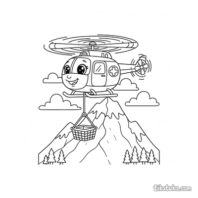 Rescue Helicopter on Snowy Mountain