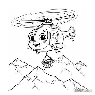Rescue Helicopter in Snowy Mountains