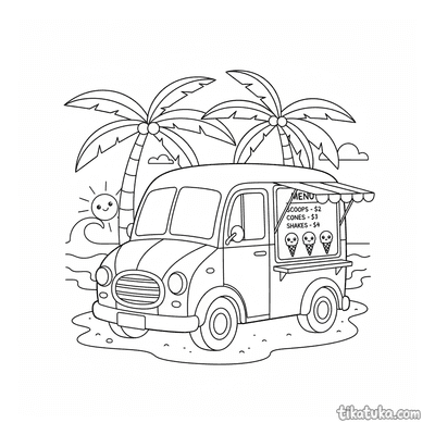 Retro Ice Cream Truck at Beach
