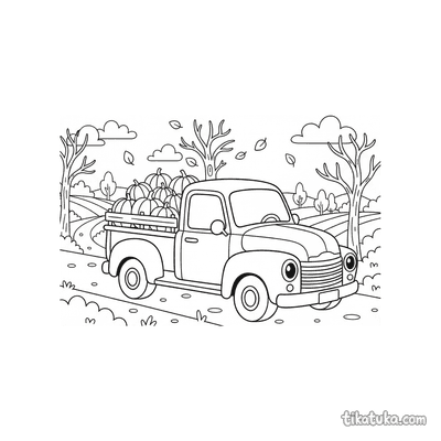 Pickup Truck with Pumpkins