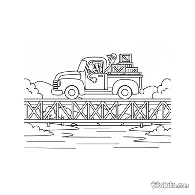 Retro Pickup Truck on Bridge