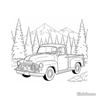 Retro Pickup at Mountain Campsite