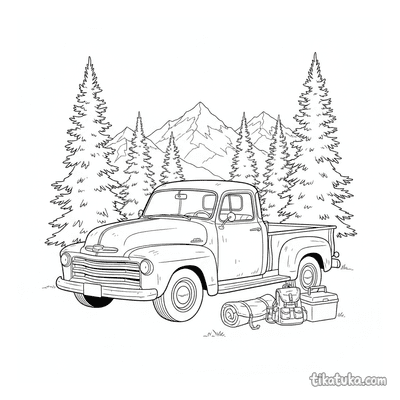 Vintage Pickup Truck at Camp