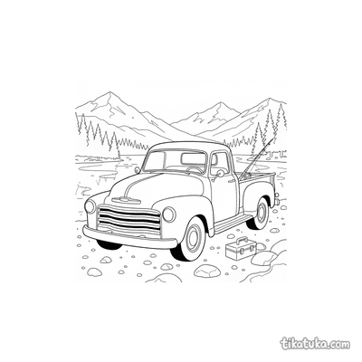 Retro Pickup at Mountain Lake