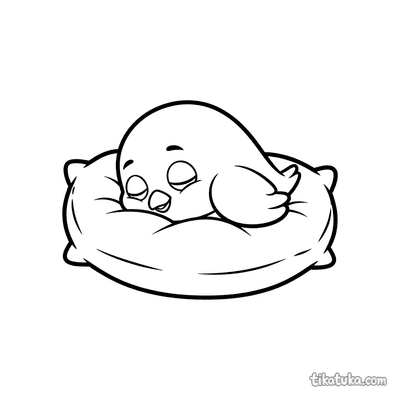 Round Bird Sleeping on Cushion