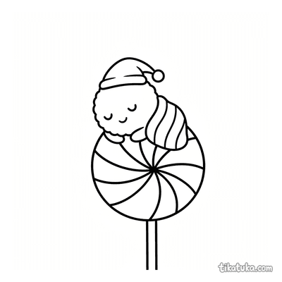 Round Microbe Napping on Lollipop