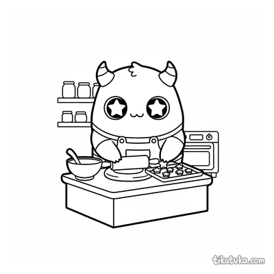 Round Monster Baking Cookies