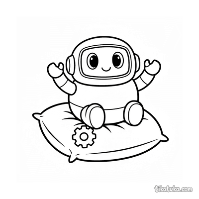 Round Robot Buddy on Cushion