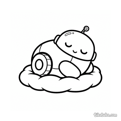 Round Robot Napping on Cushion