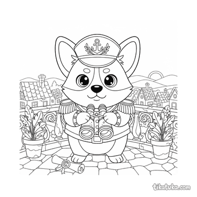 Royal Corgi Commander on Balcony