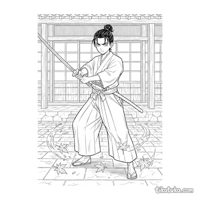 Samurai Apprentice Practicing Iaido