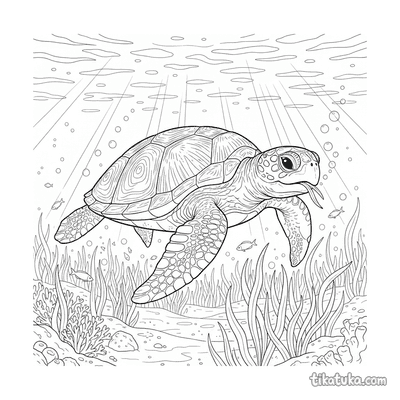 Sea Turtle in Shallow Water