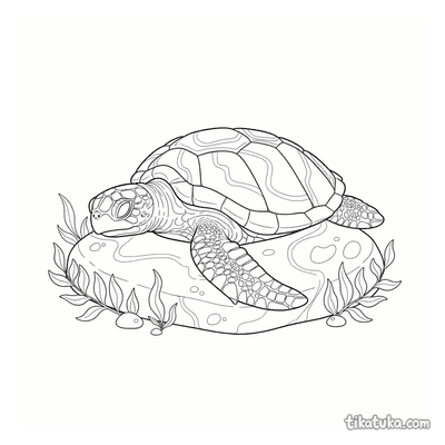 Sea Turtle Napping on Rock