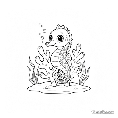 Seahorse Curled Around Coral