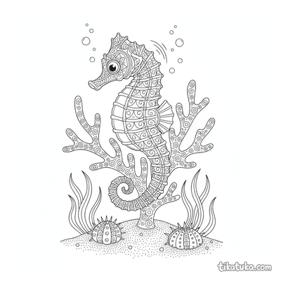 Seahorse Curled Around Coral