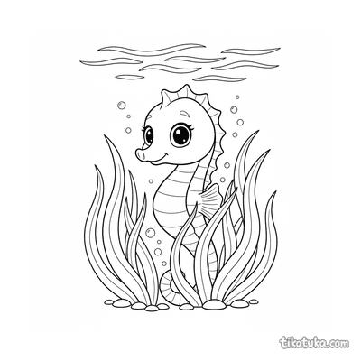 Seahorse in Sunlit Shallow Water
