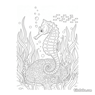 Seahorse Wrapped Around Coral