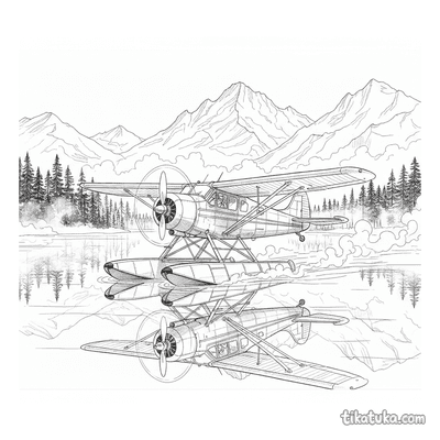 Seaplane on a Mountain Lake at Dawn