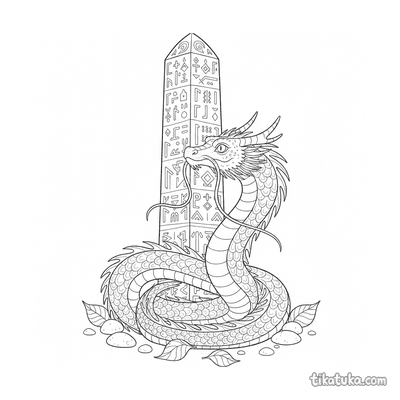 Serpentine Dragon Guarding Runestone