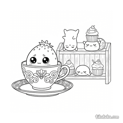 Shy Mochi Hiding Behind a Teacup