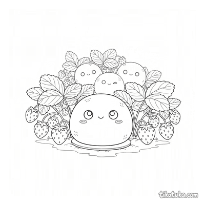 Shy Mochi Hiding in Strawberry Patch