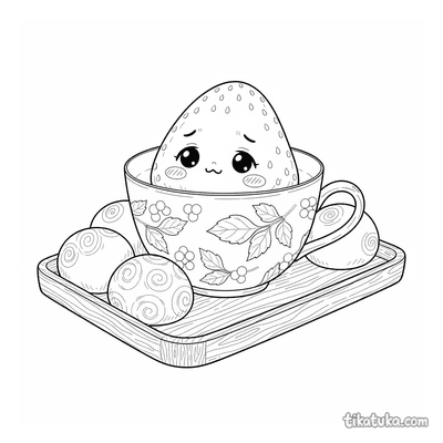 Shy Strawberry Mochi Behind a Teacup