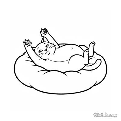 Simple Cat Stretching on Cushion