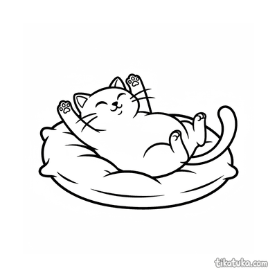 Simple Cat Stretching on Pillow