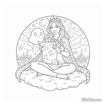 Sky Princess Reading Starry Scrolls