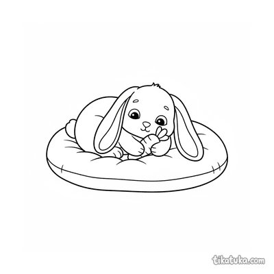 Sleeping Bunny on Cushion