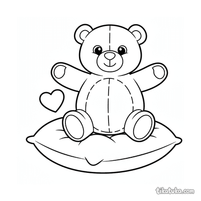 Sleepy Bear Plush on Cushion