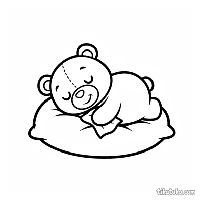 Sleepy Bear on Cushion