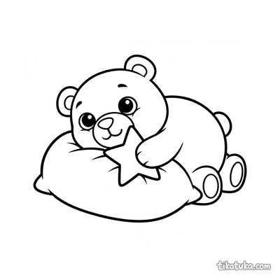 Sleepy Plush Bear on Pillow