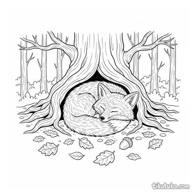 Fox Under Autumn Oak