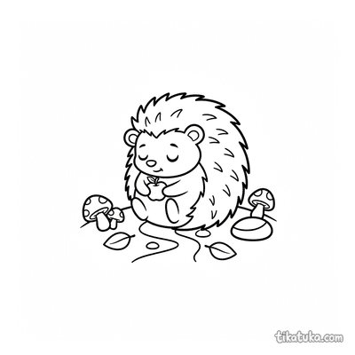 Sleepy Hedgehog with Apple