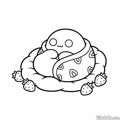 Sleepy Mochi in Strawberry Blanket