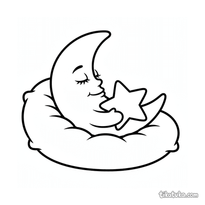 Sleepy Moon with Star on Cushion