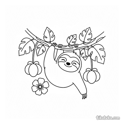 Sleepy Sloth on a Vine Bridge