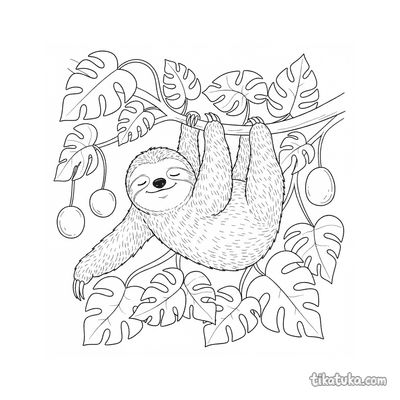 Sleepy Sloth in the Jungle