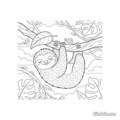 Sleepy Sloth Hanging from a Vine