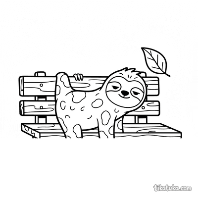 Sleepy Sloth on Park Bench