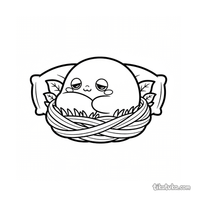 Sleepy Strawberry Mochi in a Nest