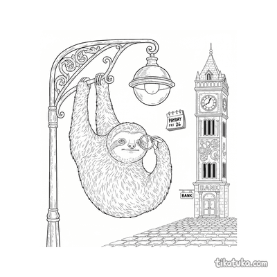 Sloth on Streetlamp with Monocle