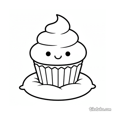 Smiling Cupcake on Fluffy Cushion