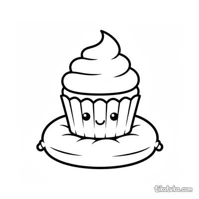 Smiling Cupcake on Pillow