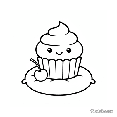 Smiling Cupcake on Pillow