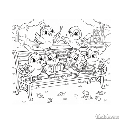 Sparrow Orchestra on Bench