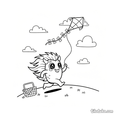 Spiky Monster Flying a Kite