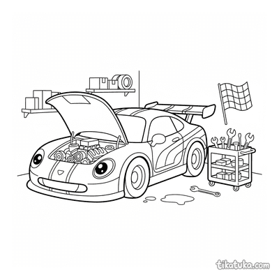 Sporty Race Car in Garage