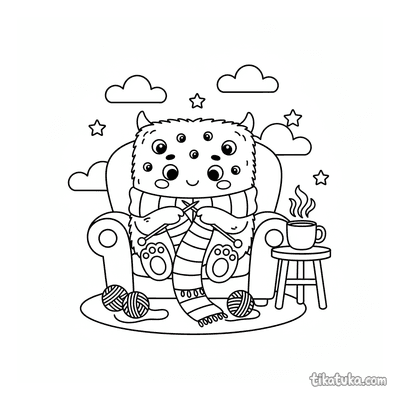 Square Monster Knitting a Scarf